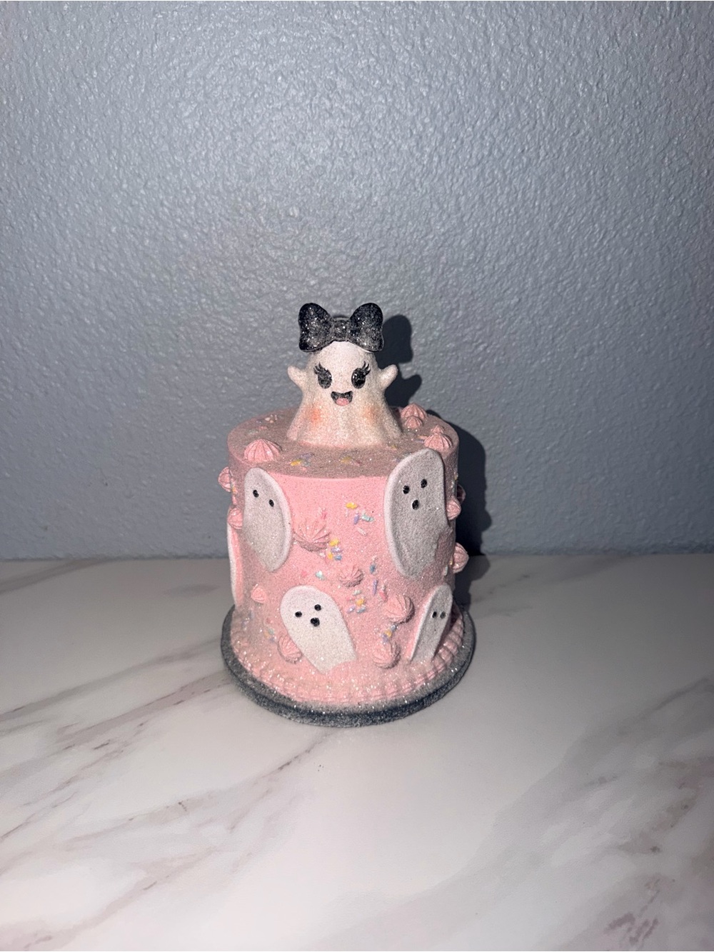 Pink Ghost Halloween Cake Decor